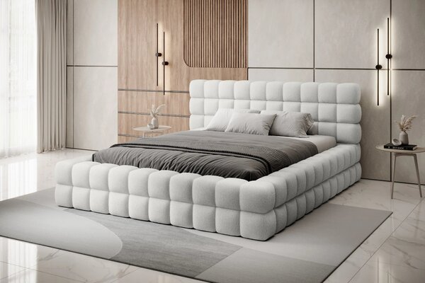 Čalúnená posteľ s úložným priestorom 160x200 DELVIRO - biela 2