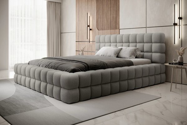 Čalúnená posteľ s úložným priestorom 160x200 DELVIRO - popolavá