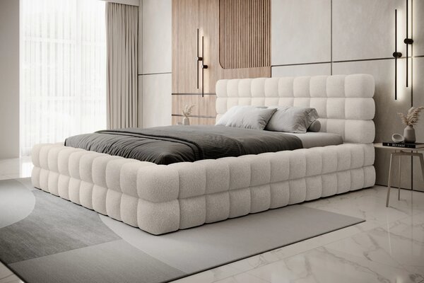 Čalúnená posteľ s úložným priestorom 180x200 DELVIRO - biela 1