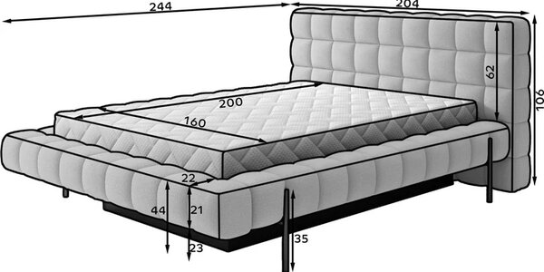 Čalúnená posteľ s úložným priestorom 160x200 MINARO - béžová