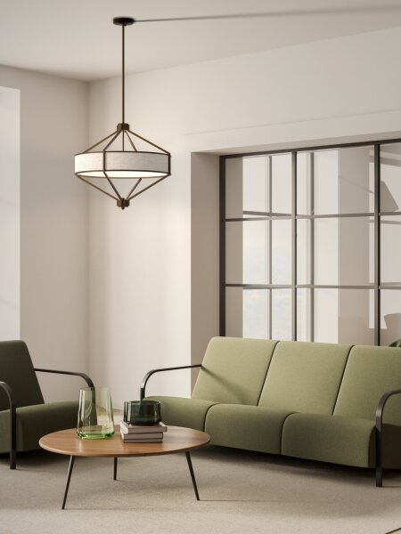 Open Design OR85846 - Luster na tyči ZUNDO 4xE27/15W/230V hnedá/béžová