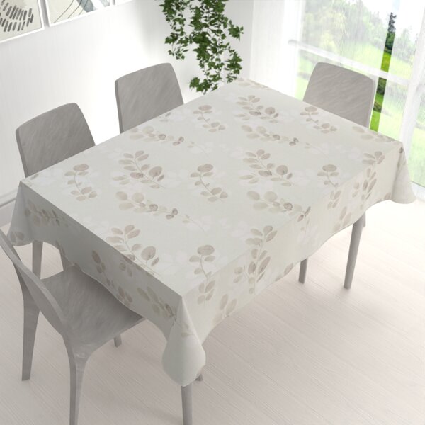 Biante Bavlnený obdĺžnikový obrus Sandra SA-681 Eukalyptové listy na svetlom pastelovo zelenom 140x220 cm
