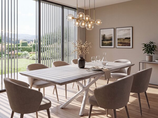 Jedálenský stôl s mramorovým efektom bielej nohy rozkladacia 160/200 x 90 cm obdĺžnikový glamour štýl