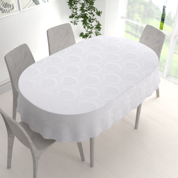 Biante Dekoračný oválny obrus Monako PM-122 Zámocký vzor biely 60x100 cm