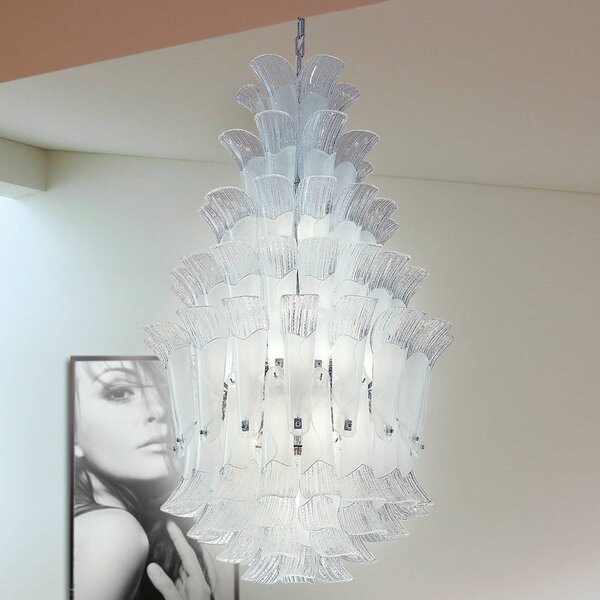 Závesná lampa Petali 110 cm chróm-biela