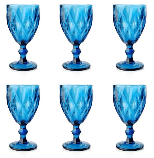 DekorStyle Sada 6 modrých pohárov na stopke 250ml