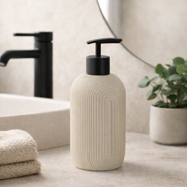 Dávkovač mydla Elya, béžová/s čiernymi prvkami, 400 ml