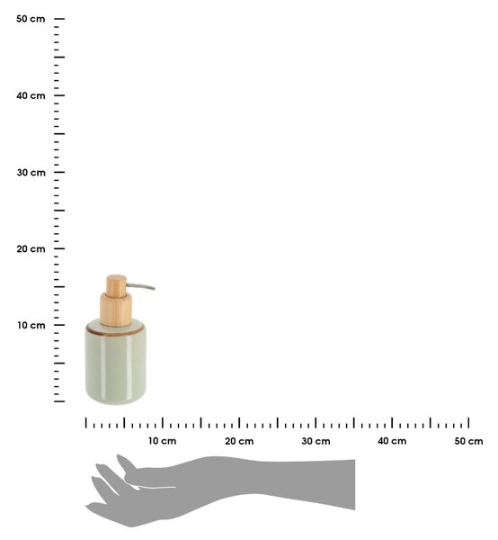Dávkovač mydla Elva, zelená/s drevenými prvkami, 300 ml