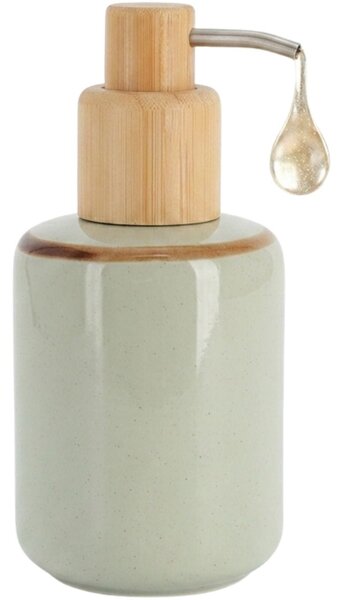 Dávkovač mydla Elva, zelená/s drevenými prvkami, 300 ml