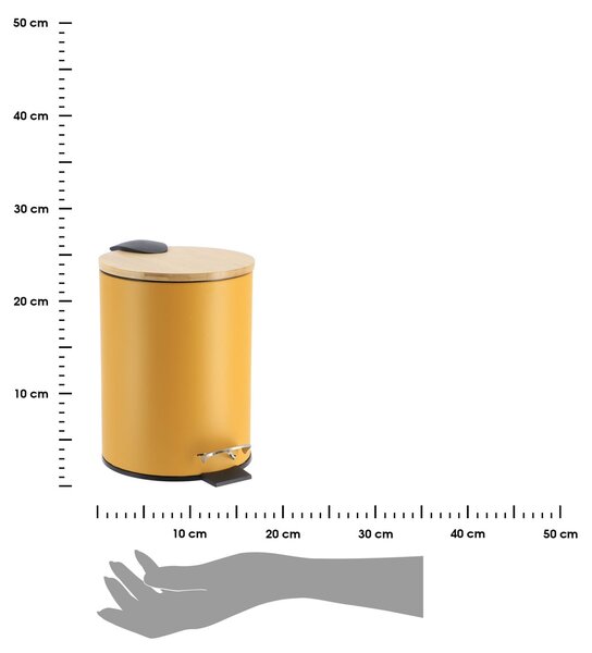 Odpadkový kôš Timeless, horčicová/s drevenými prvkami, 2,5L