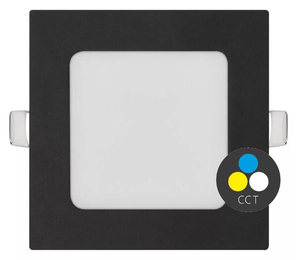 Čierny vstavaný LED panel hranatý 120 x 120mm 7W CCT Premium