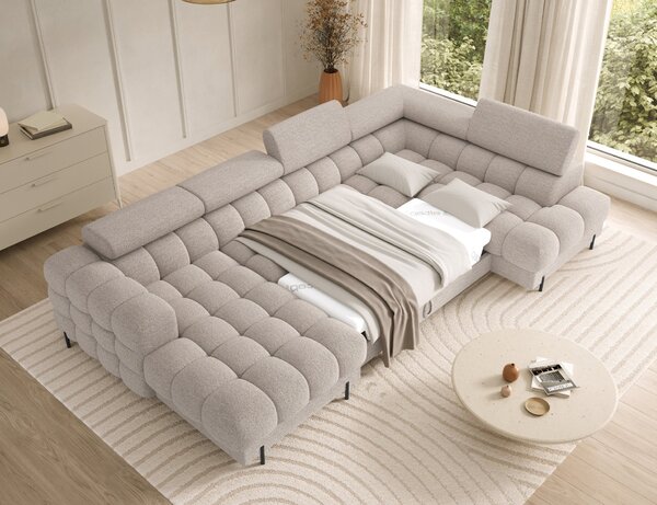 Sedacia súprava s úložným priestorom do U ELISA - svetlo béžová, pravé prevedenie