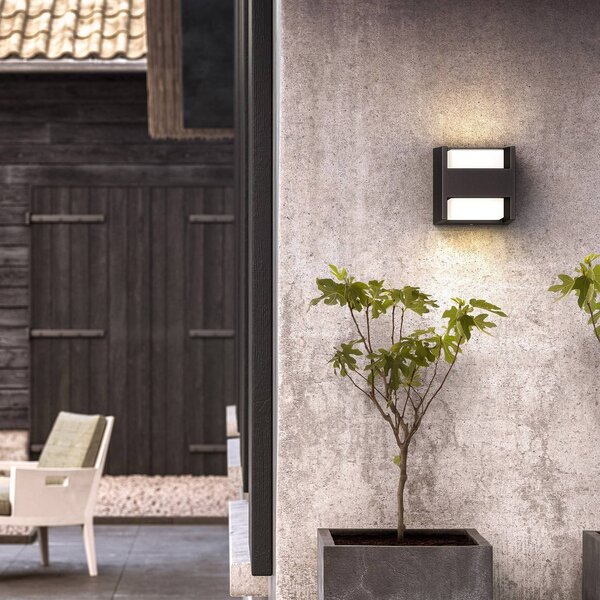 Philips LED vonkajšie nástenné svietidlo Arbour UE sada 2 ks 2-pl. 2700 K, Čierna, Hliník, Moderný, Nástenné svietidlo