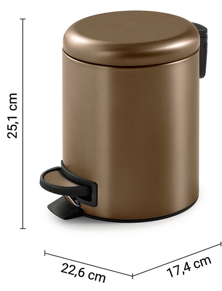 Gedy Gedy, POTTY odpadkový koš 3l, Soft Close, medená matná, 320982