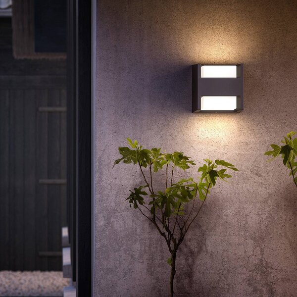 Philips LED vonkajšie nástenné svietidlo Arbour UE sada 2 ks 2-pl. 2700 K, Čierna, Hliník, Moderný, Nástenné svietidlo