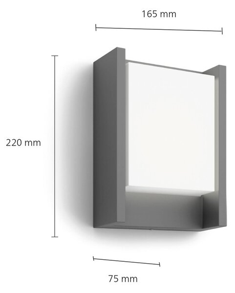 Philips LED vonkajšie nástenné svietidlo Arbour UE, sada 2 ks, 700 K, Čierna, Hliník, Moderný, Nástenné svietidlo