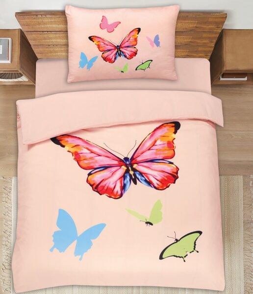 HOUSEWIFE BUTTERFLY RUŽOVÉ obliečky 70x90cm + 140x200cm Obsah balenia: Štandardný rozmer 1x 140x200 + 1x 70x90
