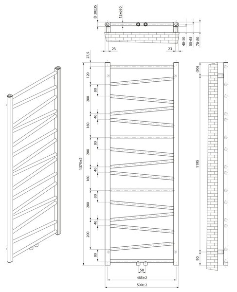 Aqualine Aqualine, ANNALISA vykurovacie teleso 500x1375mm, biela, AN220