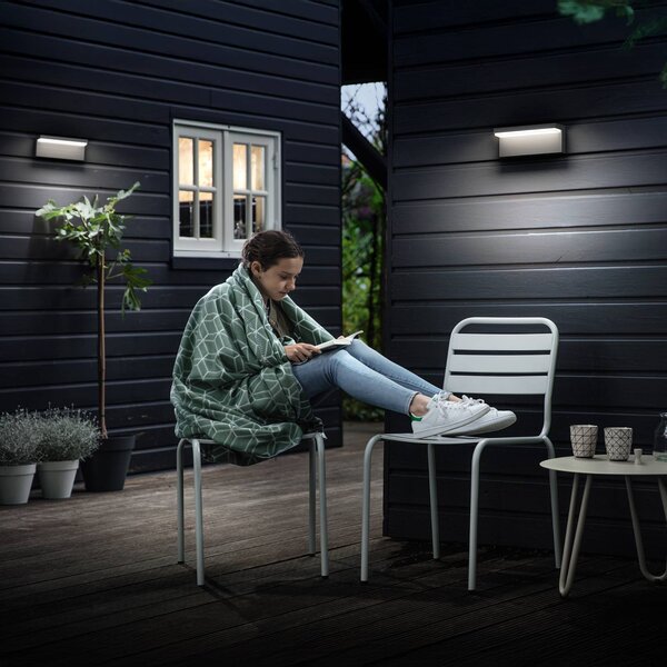 Philips LED vonkajšie nástenné svietidlo Bustan UE, balenie po 2 ks, 700 K, Čierna, Hliník, Moderný, Nástenné svietidlo