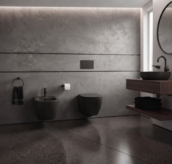 Erga Lily, závesný bidet 490x360x320 mm, čierna matná, ERG-V03-LILY-BD-BK