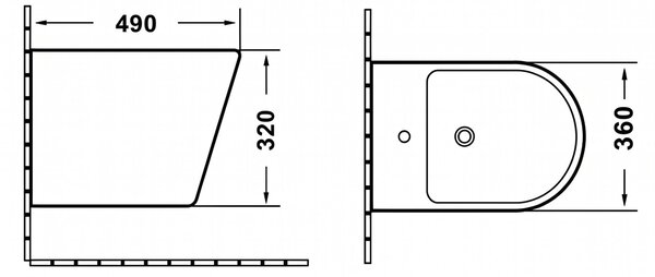 Erga Vento, závesný bidet 485x360x320 mm, čierna matná, ERG-V03-VENTO-BD-BK
