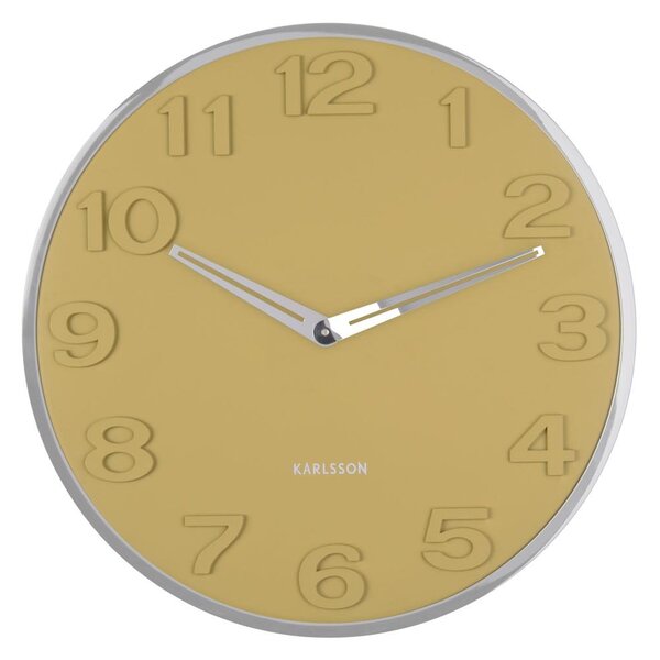 KARLSSON Nástenné hodiny New Original – žltá ∅ 30 × 4 cm