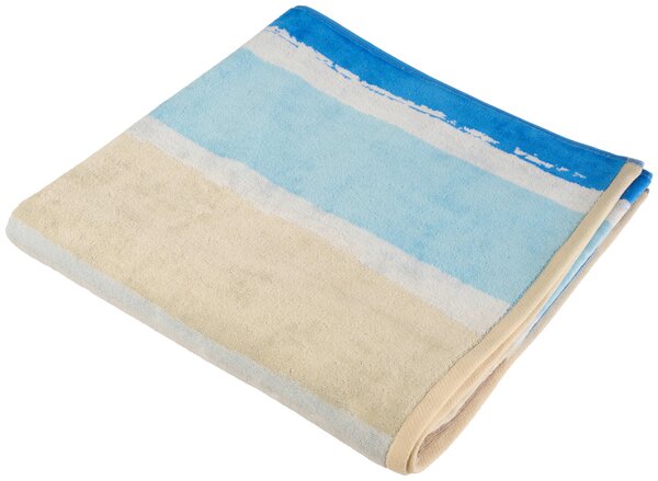PLÁŽOVÁ OSUŠKA, 90/180 cm, modrá, béžová Esposa - Kúpeľňový textil