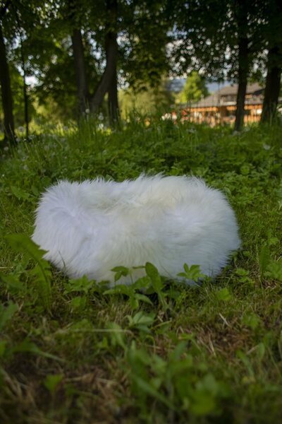 Kožušinový pelech biely 60cm