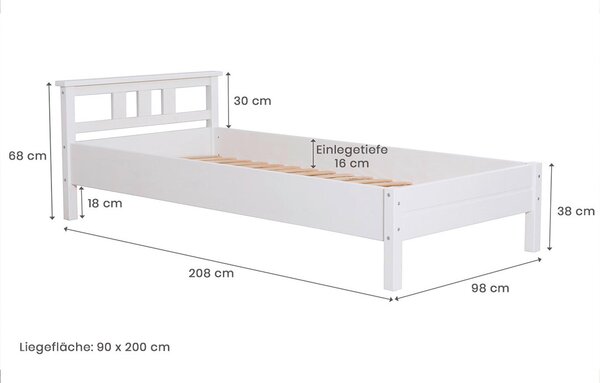 POSTEĽ, 90/200 cm biela MID.YOU - Postele, Online Only