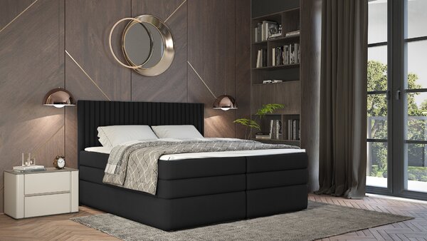 Boxspringová posteľ 140x200 LUMIRA 1 - čierna + topper ZADARMO