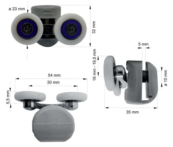 Mereo Mereo, Horné pojazdy pre sprchové boxy CK351xxKB/M, CK341xxK/M, súprava 4 ks, MER-CKND182K