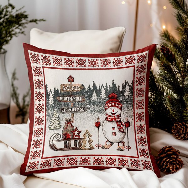 Vianočná gobelínová obliečka na vankúš Severný pól Chenille IT037A Farba Viacfarebná Rozmery 50x50 cm