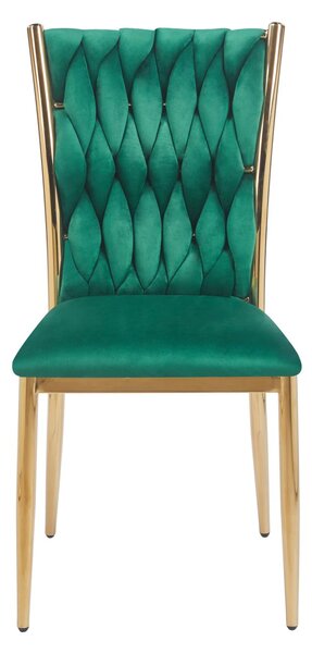 Elegantná jedálenská stolička SERELITH - zelená/zlatá