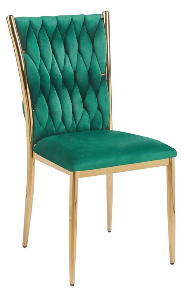 Elegantná jedálenská stolička SERELITH - zelená/zlatá