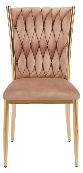 Elegantná jedálenská stolička SERELITH - cappuccino/zlatá