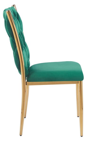 Elegantná jedálenská stolička SERELITH - zelená/zlatá