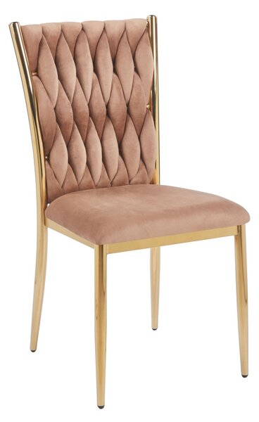 Elegantná jedálenská stolička SERELITH - cappuccino/zlatá
