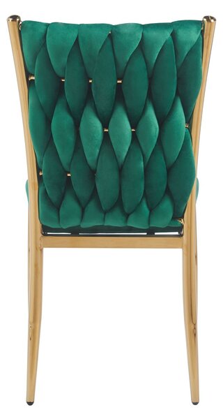 Elegantná jedálenská stolička SERELITH - zelená/zlatá