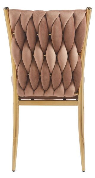 Elegantná jedálenská stolička SERELITH - cappuccino/zlatá