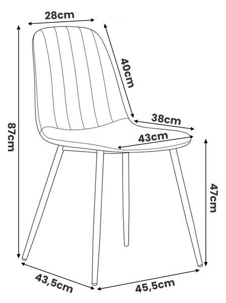 Set 4x prešívaná jedálenská stolička LIROLIA - béžová / čierna