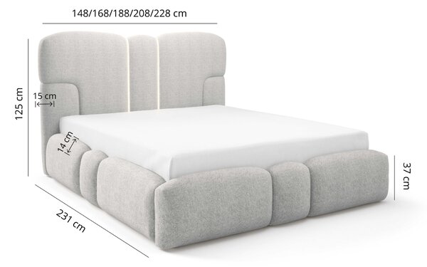Manželská posteľ 180x200 BRITANY s LED osvetlením - čierna