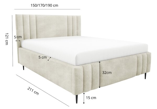 Manželská čalúnená posteľ 180x200 ROSALIA LEG - šedá