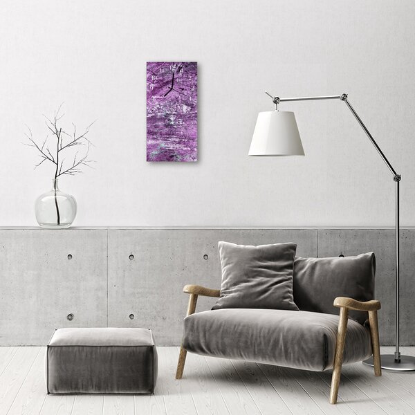 Skleněné hodiny vertikální Fialové dřevo 30x60 cm