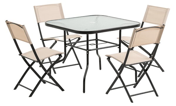 Záhradný set so slnečníkom BABRIS - čierny / béžový