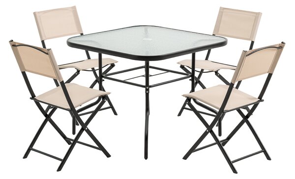 Záhradný set so slnečníkom BABRIS - čierny / béžový