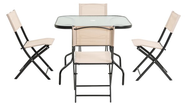Záhradný set so slnečníkom BABRIS - čierny / béžový