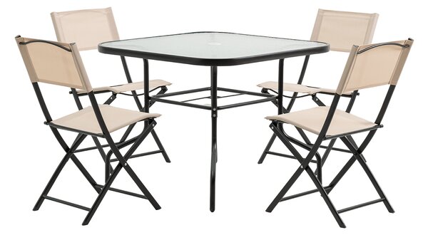 Záhradný set so slnečníkom BABRIS - čierny / béžový