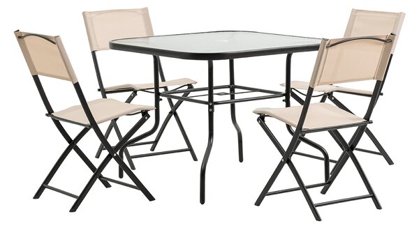 Záhradný set so slnečníkom BABRIS - čierny / béžový