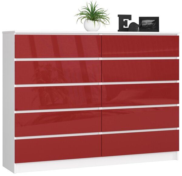 Ak furniture Komoda Rollo K 160,4 cm biela/červená