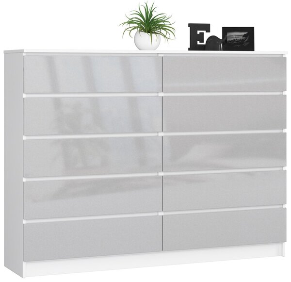 Ak furniture Komoda Rollo K 160,4 cm biela/sivá